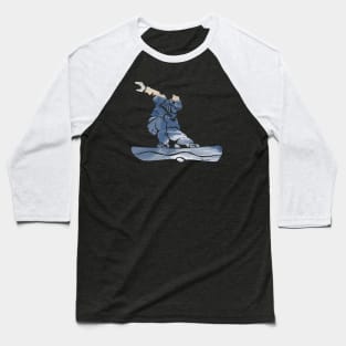 Cool Snowboarder Outline with Winter Mountains Baseball T-Shirt